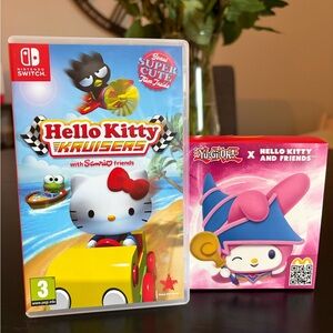 Hello Kitty Kruisers for Nintendo Switch and Yu-Gi-Oh! Hello Kitty Figure